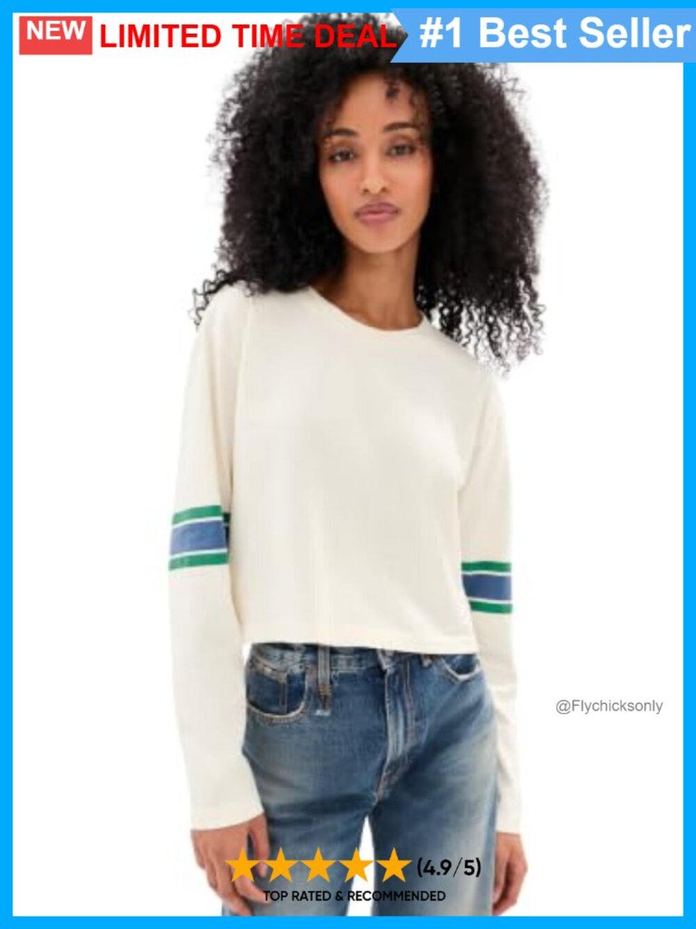 Long Sleeve Crew Neck Relaxed Fit Striped Tee - Made in USA